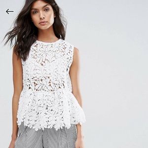 Mango Lace Pep Hem Top